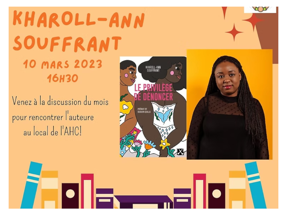 Rencontre de discussion du mois de février avec l'autrice Kharoll-Ann Souffrant
